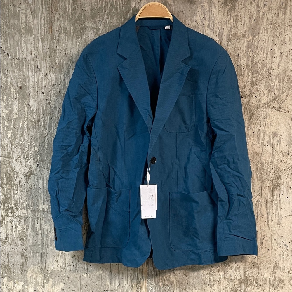 LACOSTE Men's Slim Fit Blazer Size M In Blue